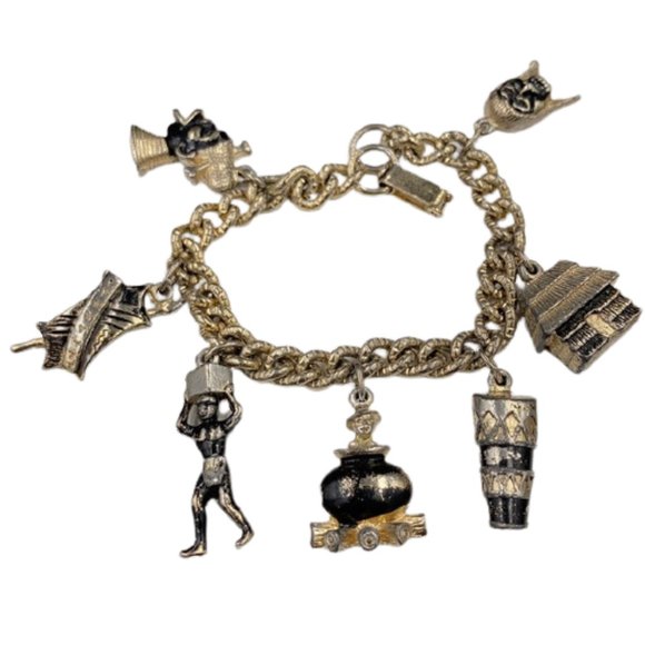 Vintage Jewelry - Vintage 1950’s Jamaican Figural Charm Bracelet